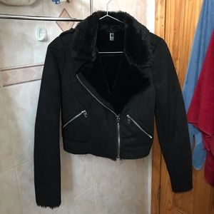 ZARA Black Suede Fur Jacket | SIZE XS
